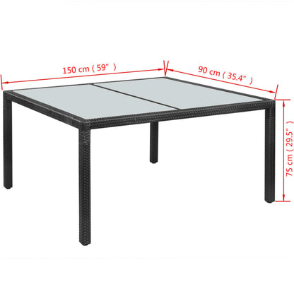 Garden Table Black 150x90x75 cm Poly Rattan