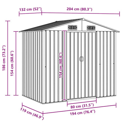 Garden Storage Shed Green Metal 204x132x186 cm