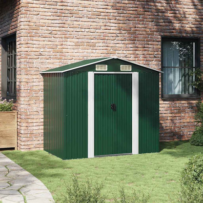 Garden Storage Shed Green Metal 204x132x186 cm