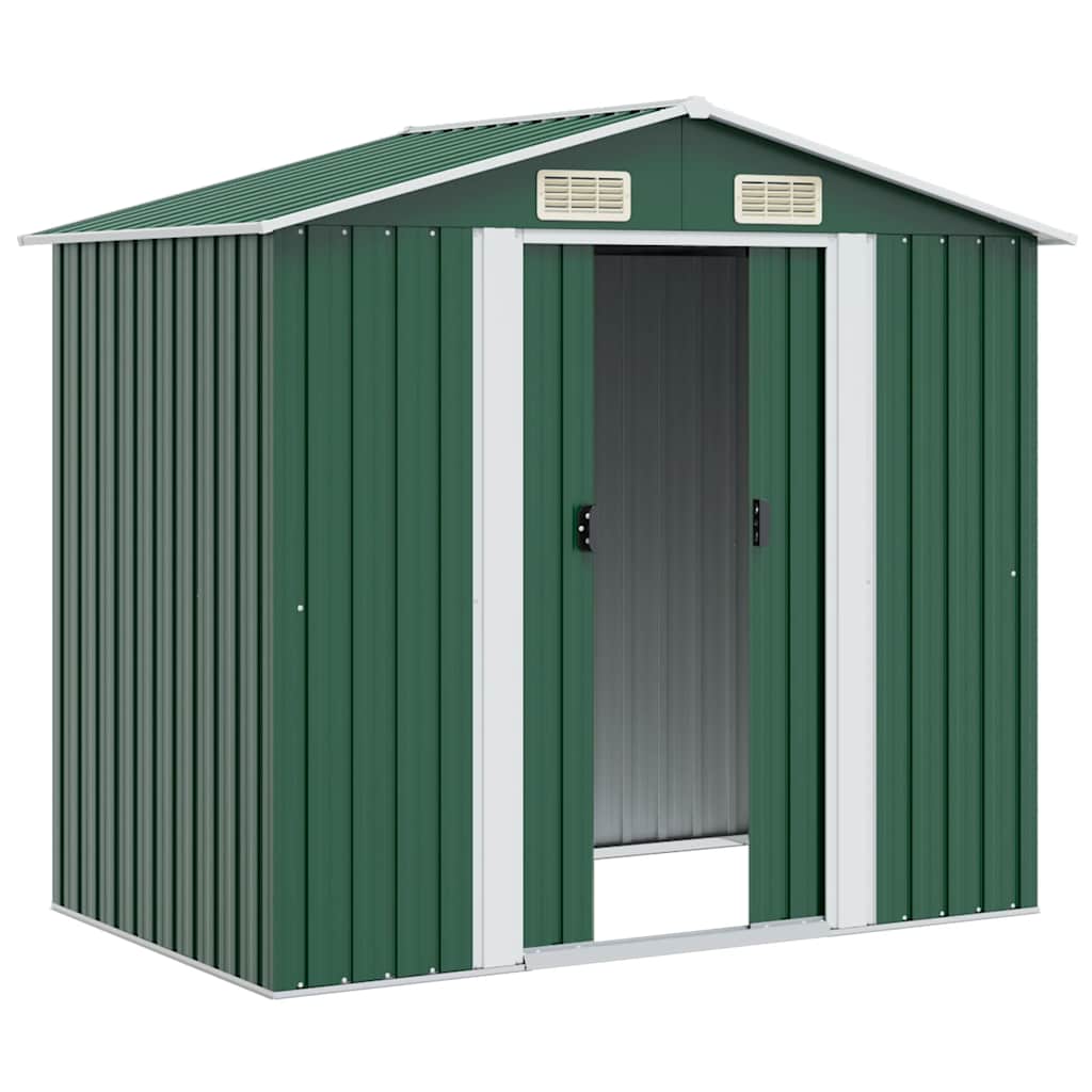 Garden Storage Shed Green Metal 204x132x186 cm