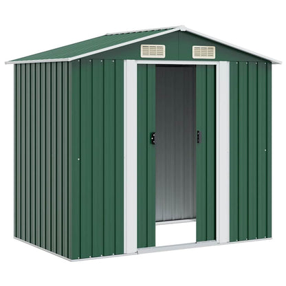 Garden Storage Shed Green Metal 204x132x186 cm