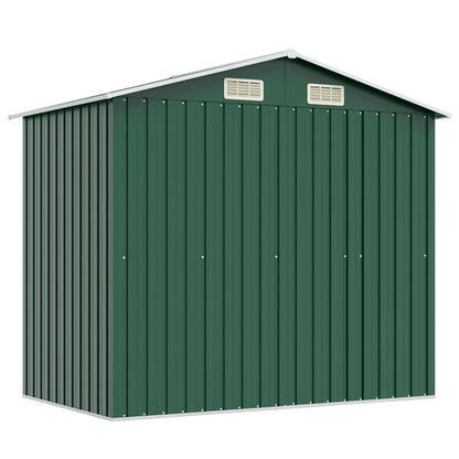 Garden Storage Shed Green Metal 204x132x186 cm