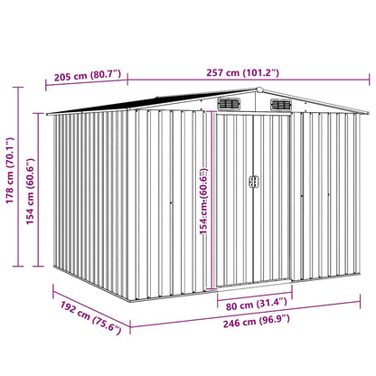 Garden Storage Shed Green Metal 257x205x178 cm