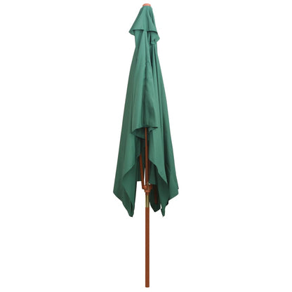 Garden Parasol 200x300 cm Wooden Pole Green