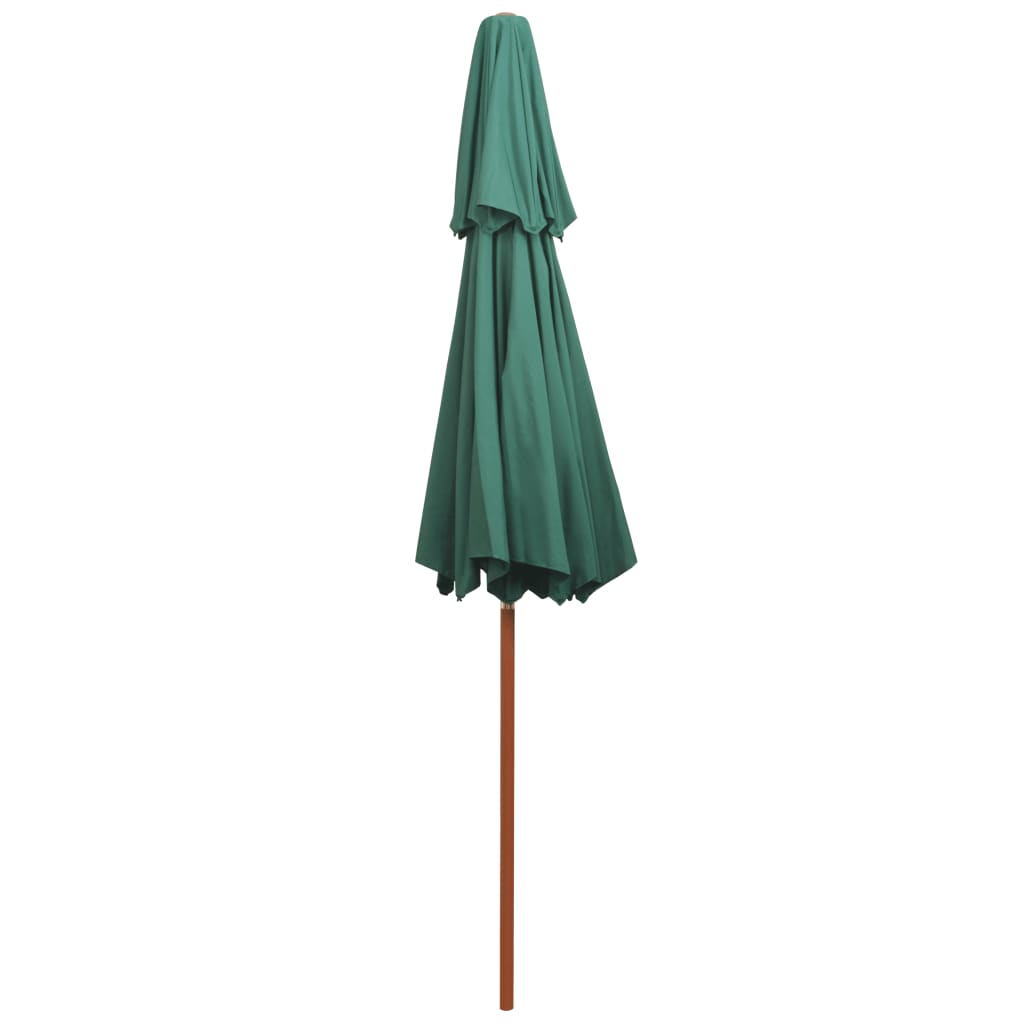 Double Decker Garden Parasol 270x270 cm Wooden Pole Green