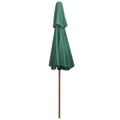 Double Decker Garden Parasol 270x270 cm Wooden Pole Green