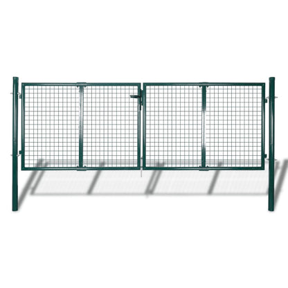 Fence Gate Steel 306x125 cm Green