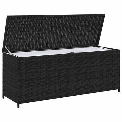 Garden Storage Box Black 150x50x60 cm Poly Rattan