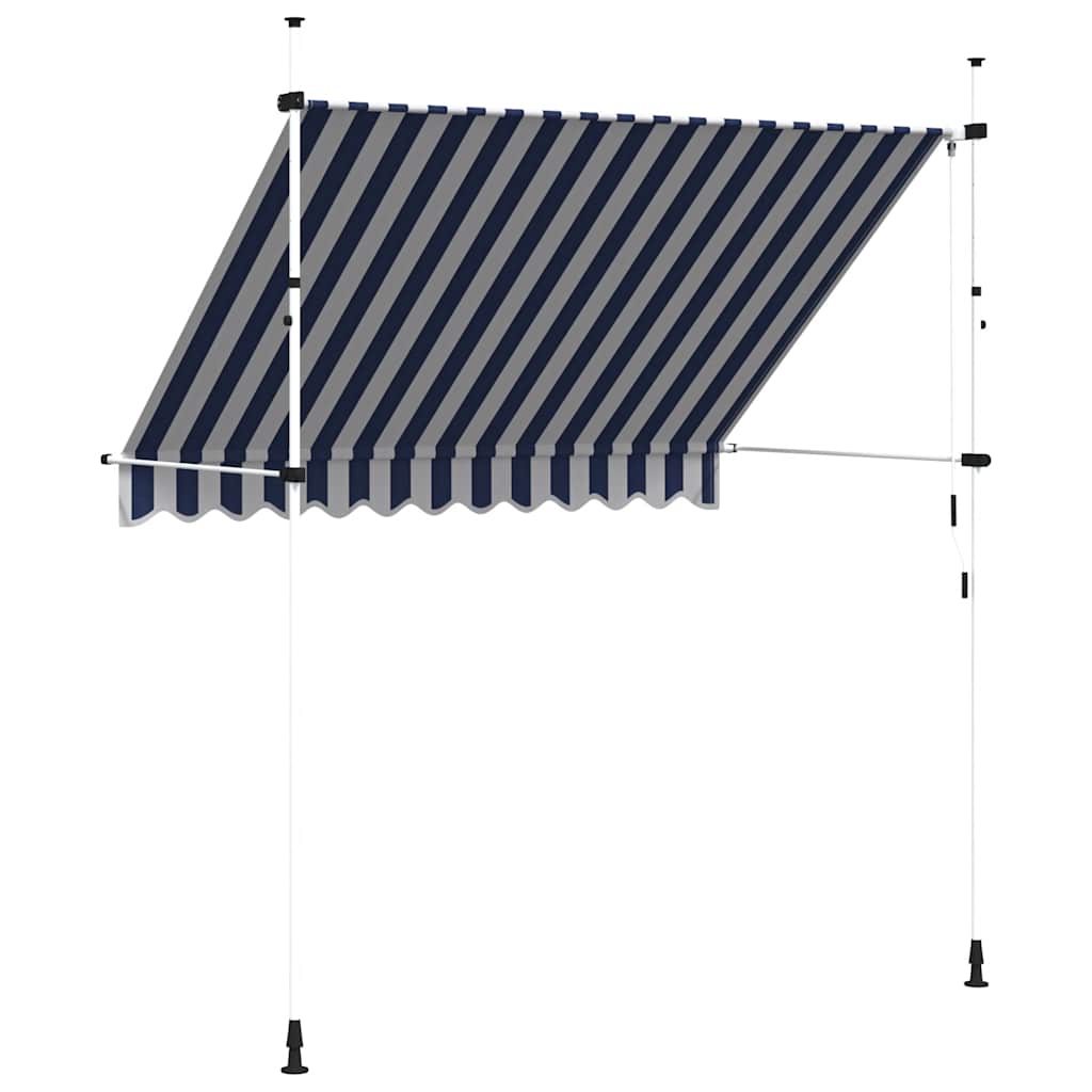 Manual Retractable Awning 250 cm Blue and White Stripes