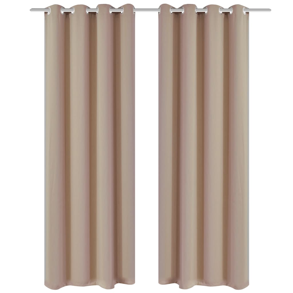 Blackout Curtains 2 pcs with Metal Eyelets 135x175 cm Cream