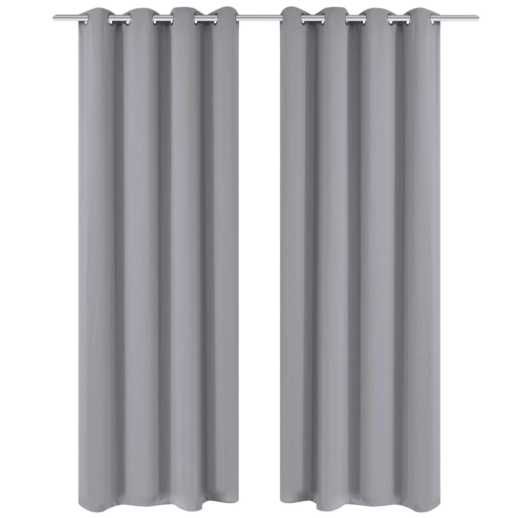 Blackout Curtains 2 pcs with Metal Eyelets 135x175 cm Grey