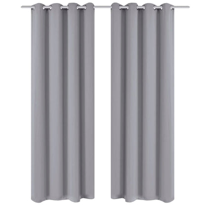 Blackout Curtains 2 pcs with Metal Eyelets 135x175 cm Grey