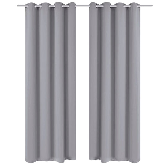 Blackout Curtains 2 pcs with Metal Eyelets 135x175 cm Grey