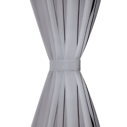 Blackout Curtains 2 pcs with Metal Eyelets 135x175 cm Grey
