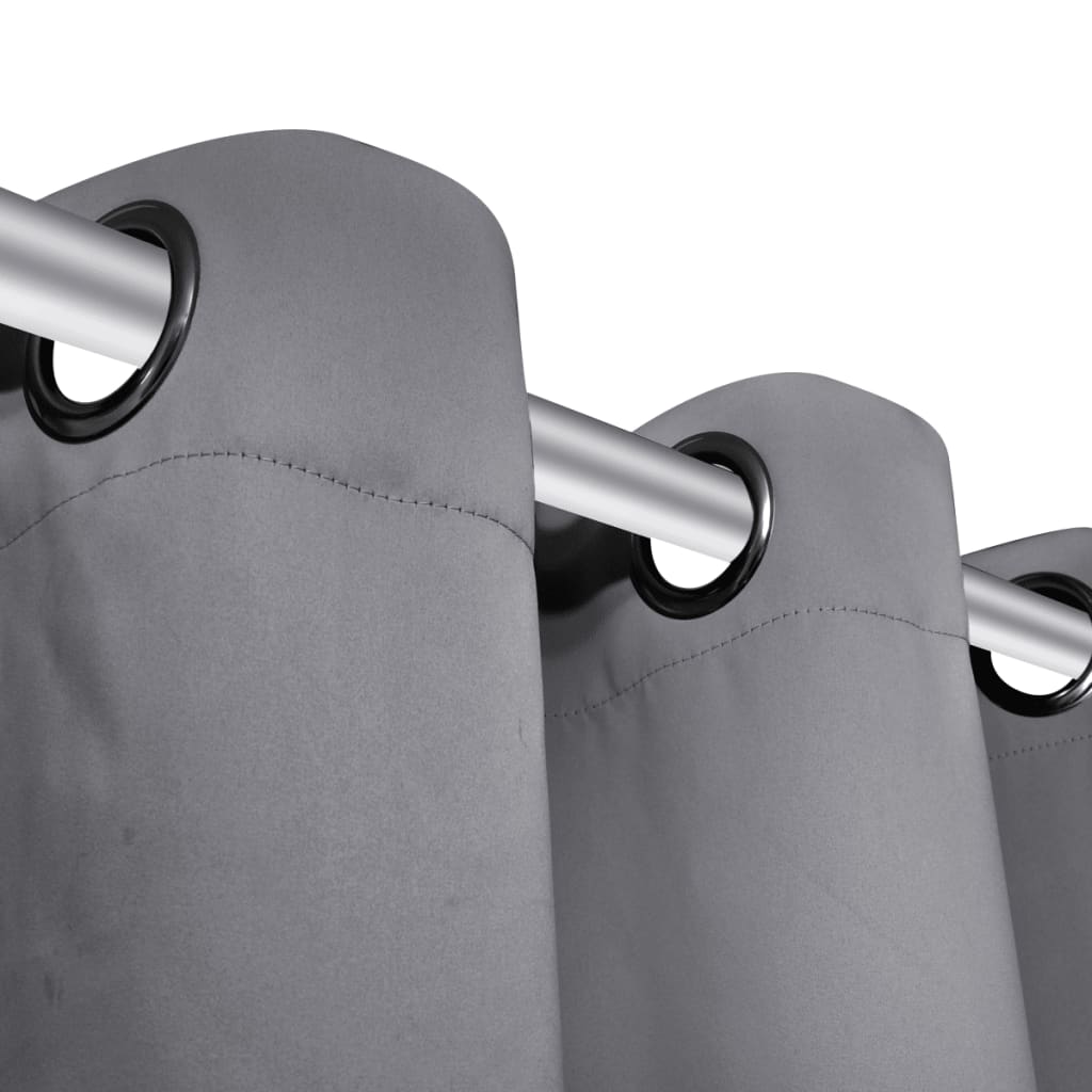 Blackout Curtains 2 pcs with Metal Eyelets 135x175 cm Grey
