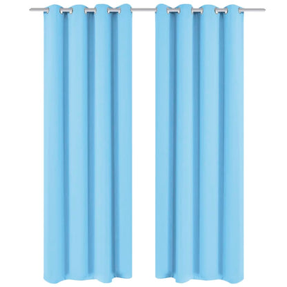 Blackout Curtains 2 pcs with Metal Eyelets 135x175 cm Turquoise