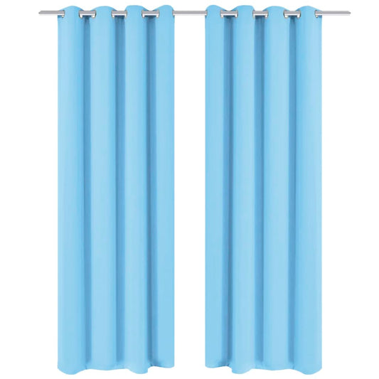 Blackout Curtains 2 pcs with Metal Eyelets 135x175 cm Turquoise