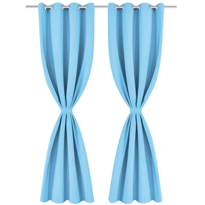 Blackout Curtains 2 pcs with Metal Eyelets 135x175 cm Turquoise