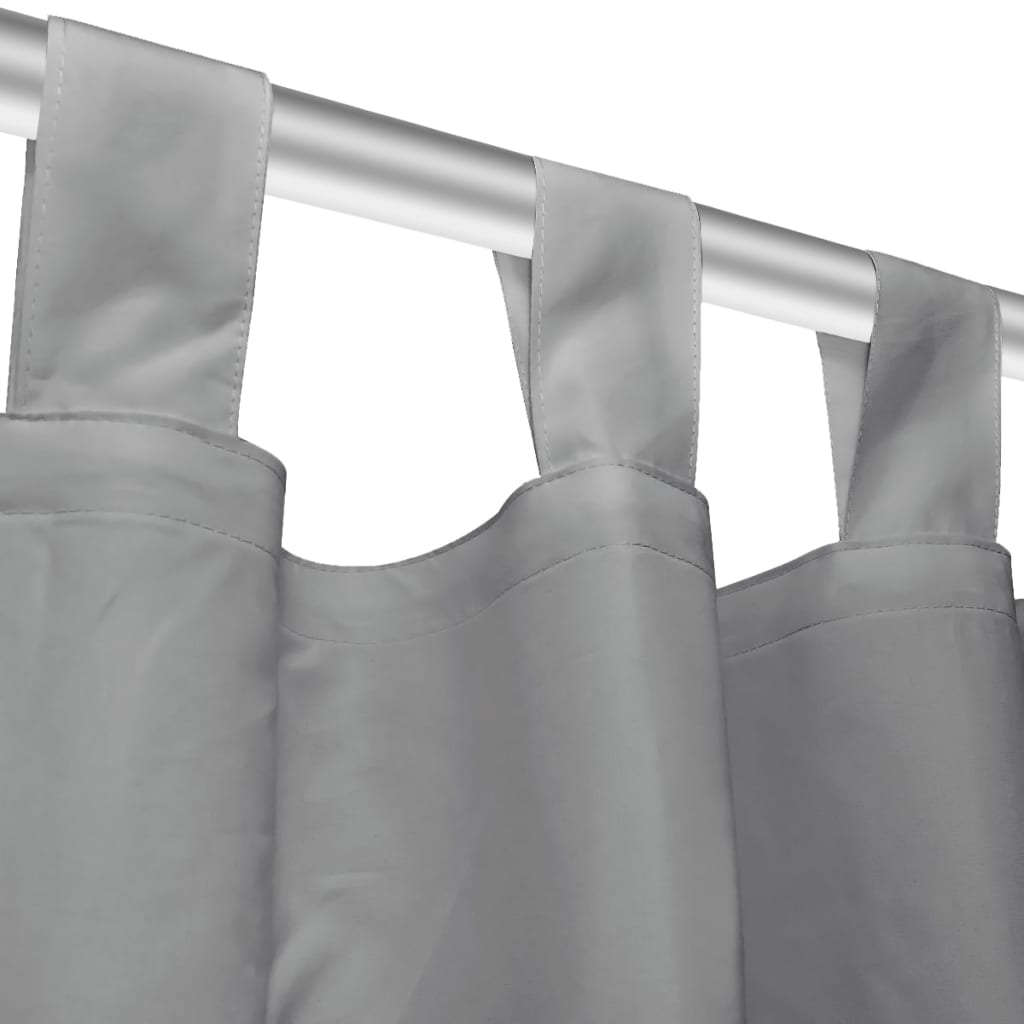 Micro-Satin Curtains 2 pcs with Loops 140x175 cm Grey