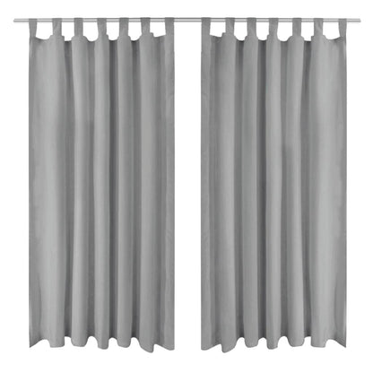 Micro-Satin Curtains 2 pcs with Loops 140x225 cm Grey