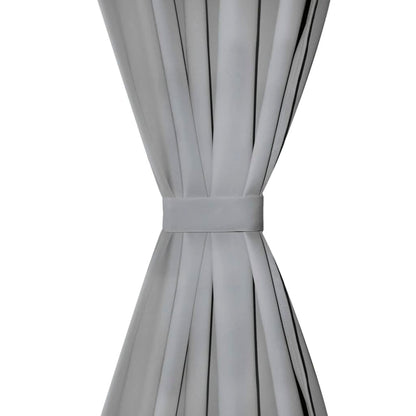 Micro-Satin Curtains 2 pcs with Loops 140x225 cm Grey