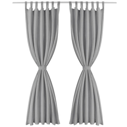 Micro-Satin Curtains 2 pcs with Loops 140x245 cm Grey