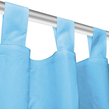 Micro-Satin Curtains 2 pcs with Loops 140x175 cm Turquoise