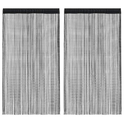 String Curtains 2 pcs 100x250 cm Black