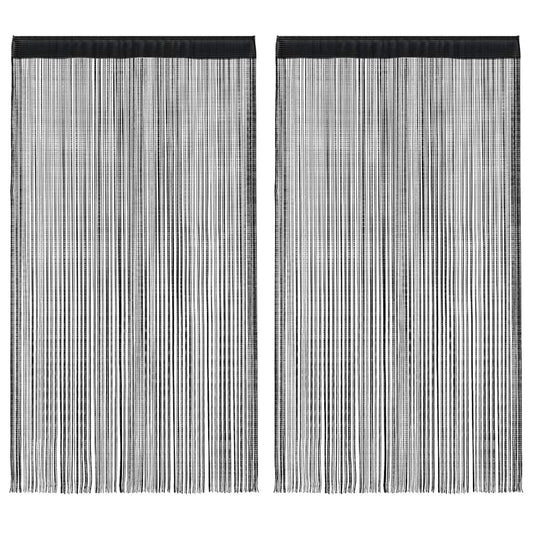 String Curtains 2 pcs 100x250 cm Black
