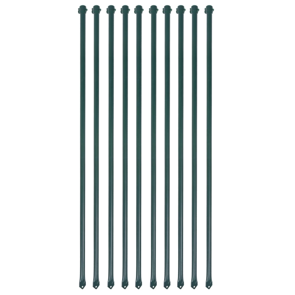 Garden Posts 10 pcs 1 m Metal Green