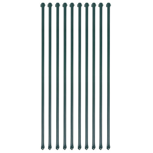 Garden Posts 10 pcs 1 m Metal Green