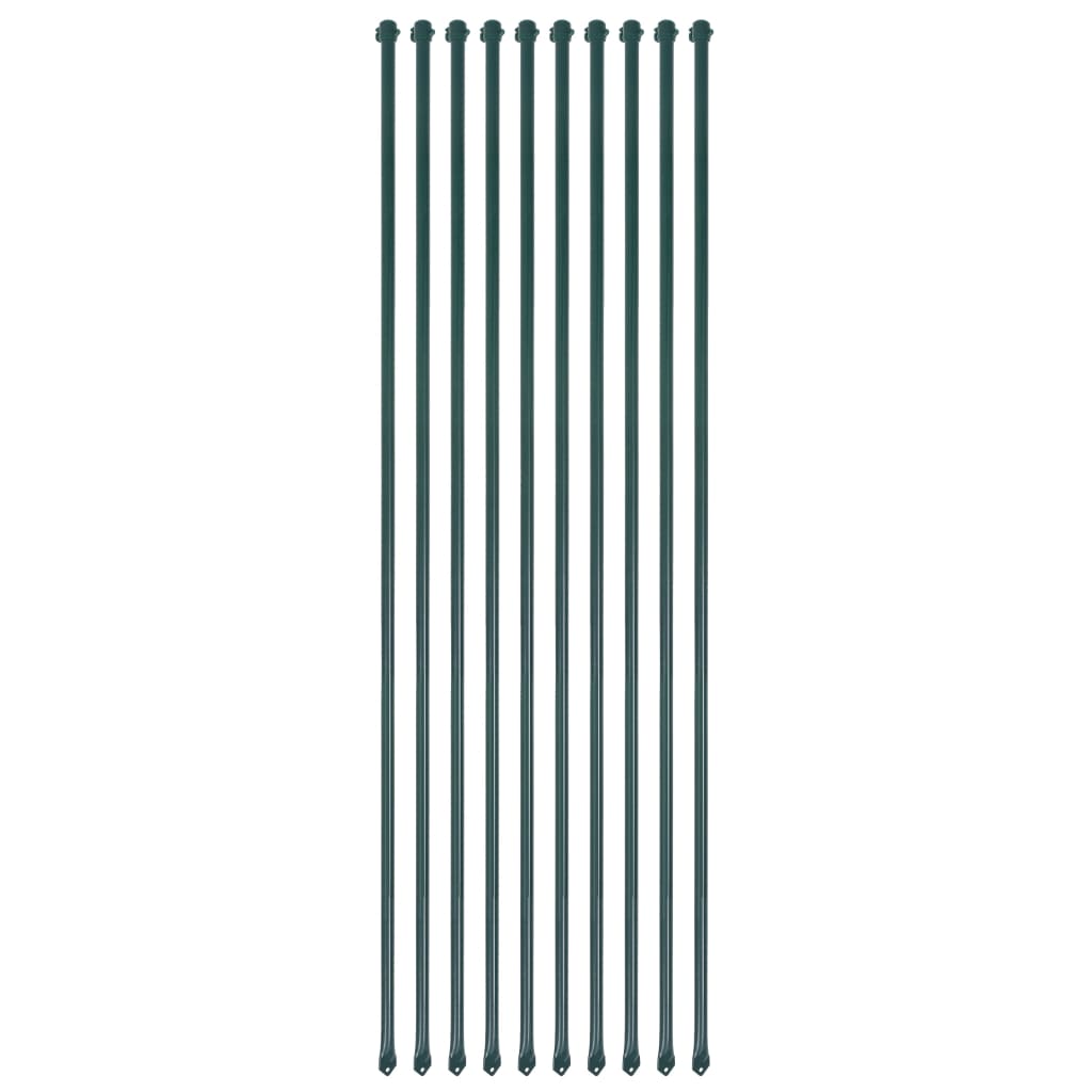 Garden Posts 10 pcs 1.5 m Metal Green