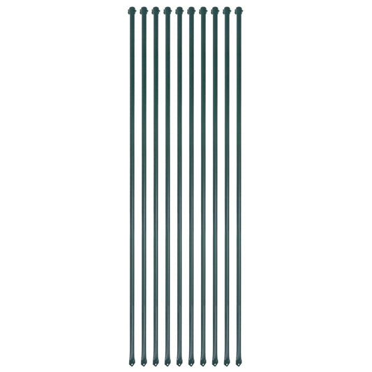 Garden Posts 10 pcs 1.5 m Metal Green