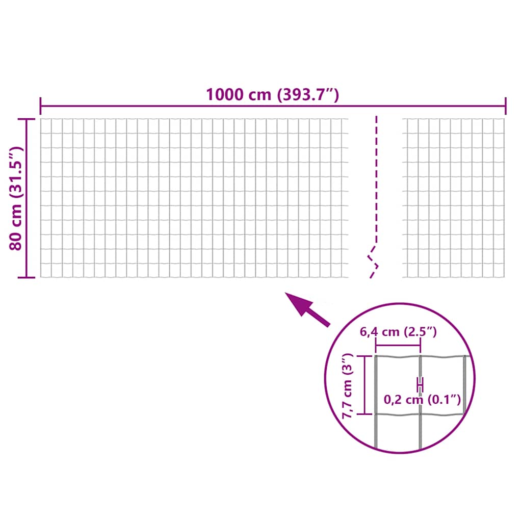 Euro Fence Steel 10x0.8 m Grey