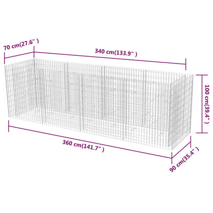 Gabion Raised Bed Steel 360x90x100 cm