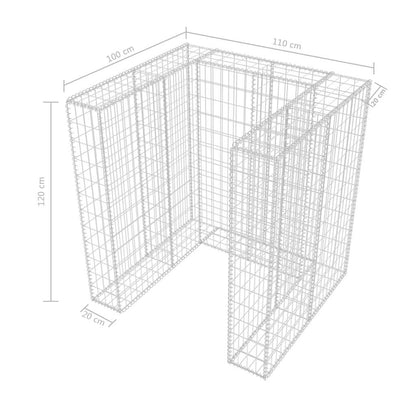 Gabion Single Wheelie Bin Surround Steel 110x100x120 cm