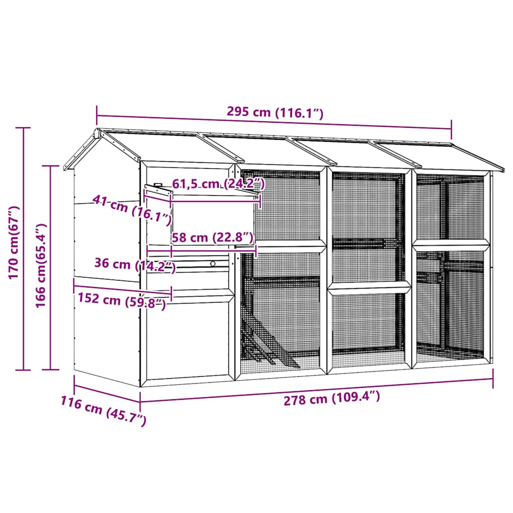 Chicken Coop Wood 295x163x170 cm