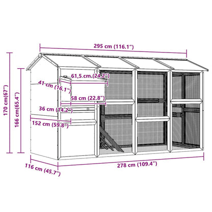 Chicken Coop Wood 295x163x170 cm