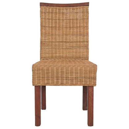 Dining Chairs 2 pcs Brown Natural Rattan