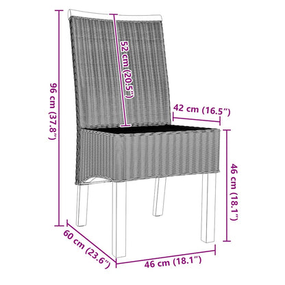Dining Chairs 2 pcs Brown Natural Rattan