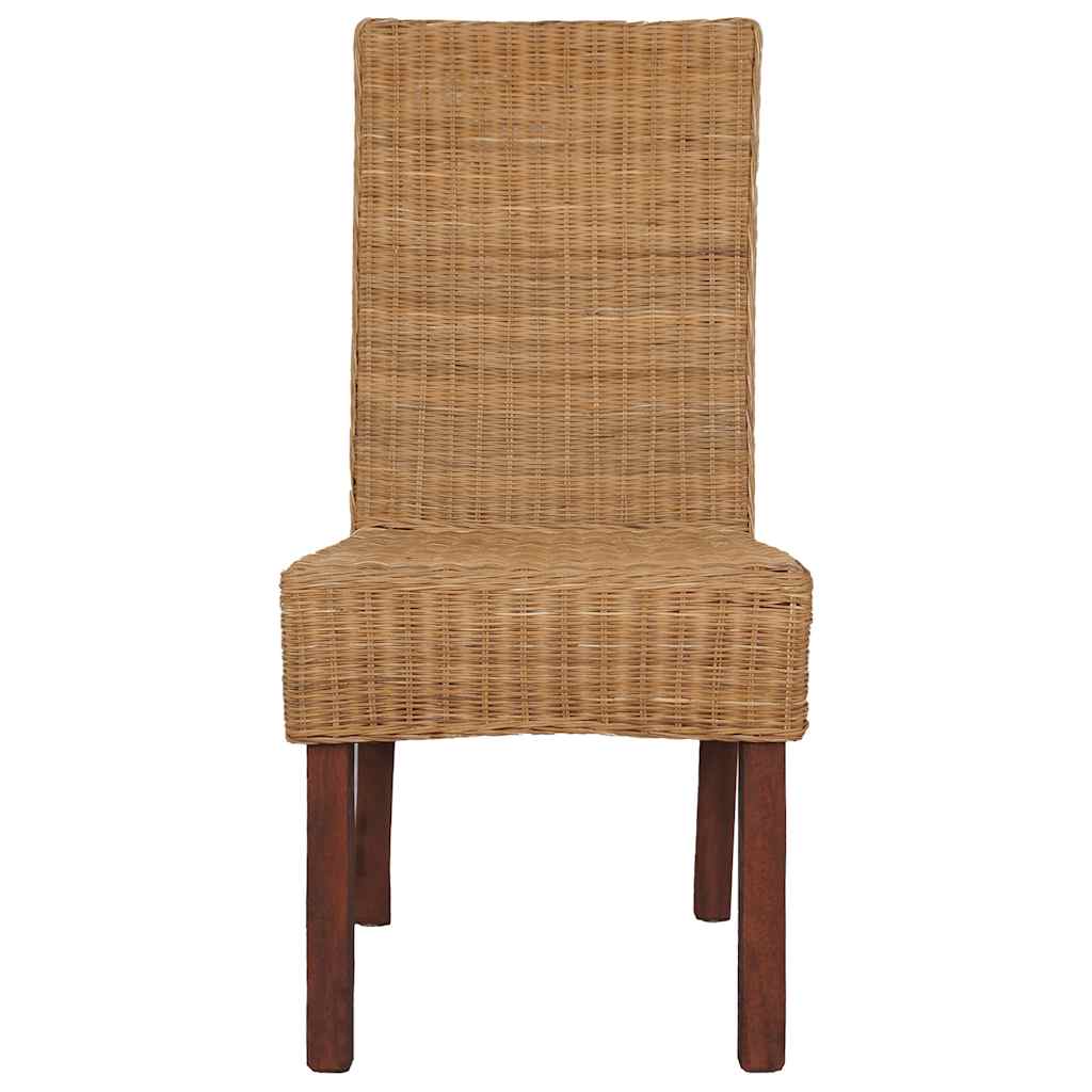 Dining Chairs 2 pcs Brown Natural Rattan
