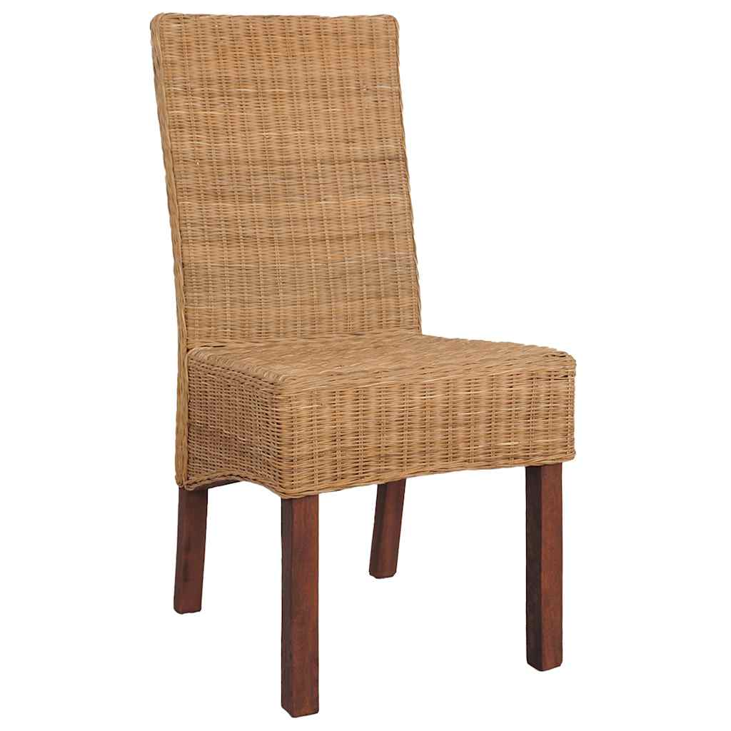 Dining Chairs 2 pcs Brown Natural Rattan