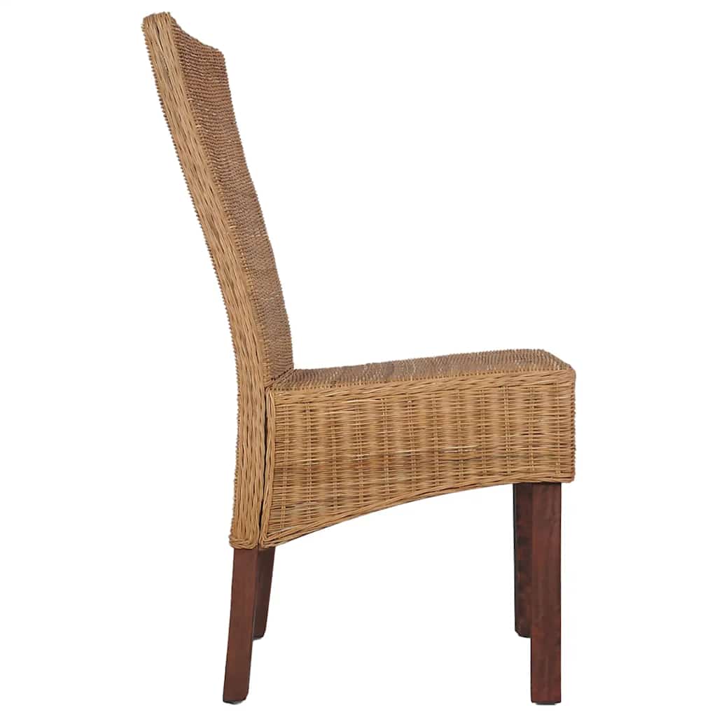Dining Chairs 2 pcs Brown Natural Rattan