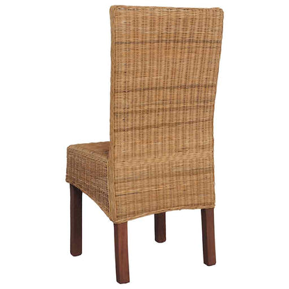 Dining Chairs 2 pcs Brown Natural Rattan