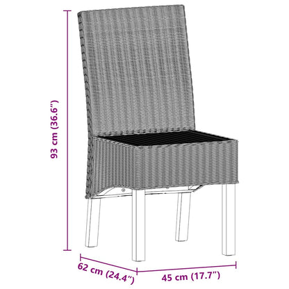 Dining Chairs 2 pcs Brown Natural Rattan