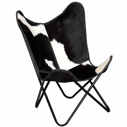 Butterfly Chair Black and White Real Cowhide Leather