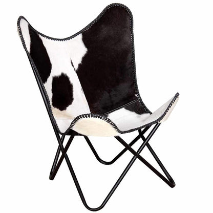 Butterfly Chair Black and White Real Cowhide Leather