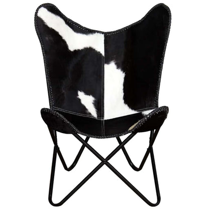 Butterfly Chair Black and White Real Cowhide Leather