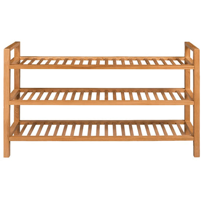 Shoe Rack with 3 Shelves 100x27x60 cm Solid Oak Wood