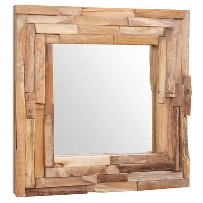 Decorative Mirror Teak 60x60 cm Square